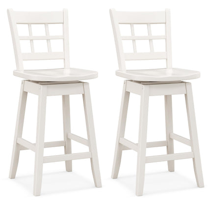 Dreamade Bar Stools, Farmhouse Swivel Barstools with 6-Grid Hollow Back & Ergonomic Contoured Seat