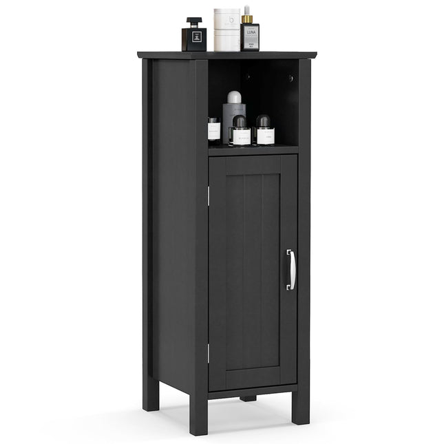 Dreamade Narrow Bathroom Storage Cabinet - Corner Unit with Open Compartment, Adjustable Shelf