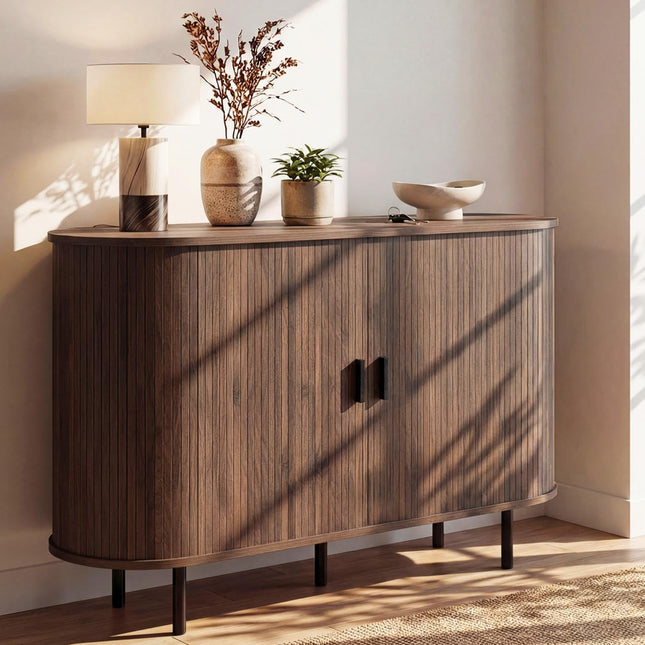 Dreamade 47'' Fluted Sideboard Buffet Cabinet with Tambour Sliding Doors