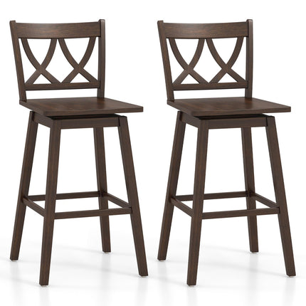 Dreamade 29" Bar Stools Set of 2/4, Swivel Wooden Bar Chairs with Rubber Wood Frame, for Kitchen Island, Restaurant & Pub, Dark Grey