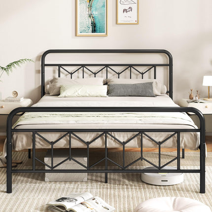 Dreamade Metal Twin Bed Frames with Victorian Style Headboard & Footboard, Heavy Duty Slats Support Mattress Foundation