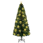 Dreamade 7ft Pre-Lit Fiber Optic Christmas Tree, Artificial Lighted Xmas Tree with 48 Warm-White Shape-Adjustable Star String Lights