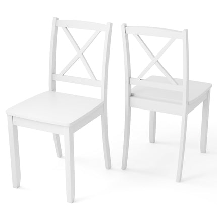 Dreamade Wood Dining Chairs, Armless Kitchen Chairs w/Rubber Wood Legs & Curved Backrest