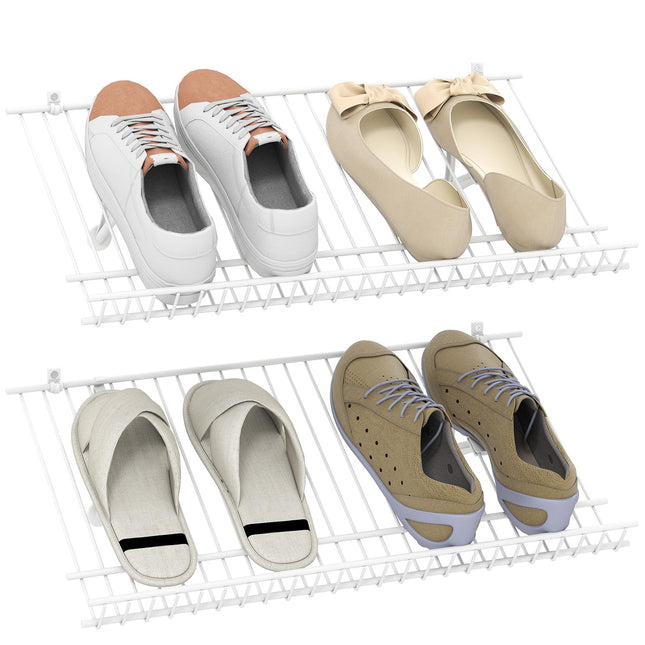 Dreamade Wall Mounted 24" Shoe Rack Set of 2 Metal Wire Storage Shelf