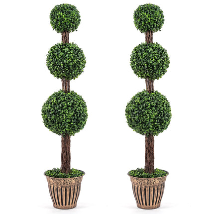 Dreamade Artificial Triple Ball Boxwood Tree 4 FT Fake Topiary Tree(1/2)