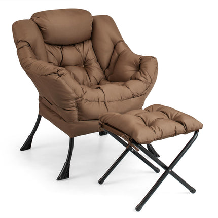 Dreamade Modern Lazy Chair, Accent Contemporary Lounge Chair Polyester Fabric w/Steel Frame