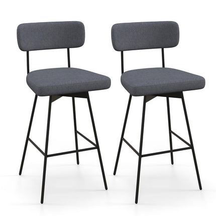 Dreamade Swivel Bar Stools, Upholstered Bar Height Bar Chairs w/Padded Seat & Backrest