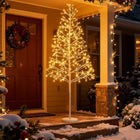 Dreamade LED Birch Tree, 5/6/7 FT Pre-lit Twig Tree with Warm White Light LED Lights, Weighted Base