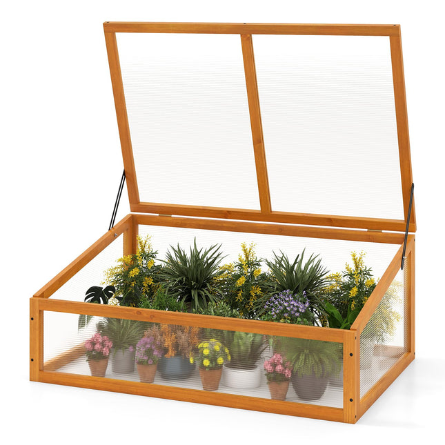 Dreamade Portable Raised Planter Bed Protection with Transparent Flip-top Roof