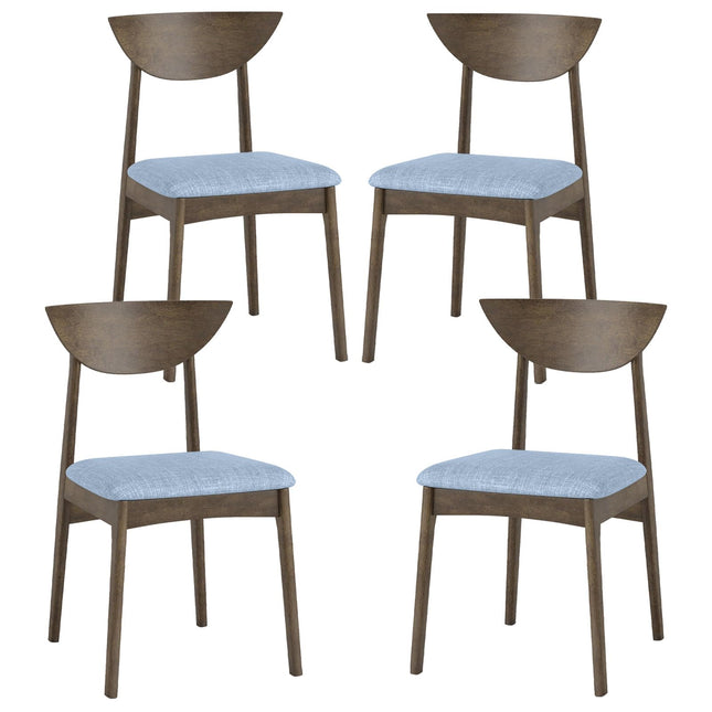 Dreamade Wooden Dining Chairs Set of 2/4 Linen Fabric Upholstered Kitchen Chairs