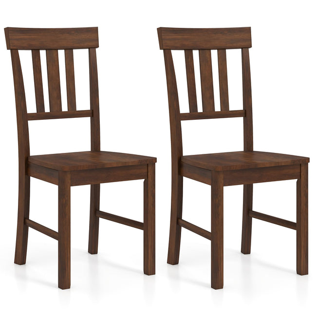 Dreamade Wooden Dining Chairs Set of 2/4 with Slat Back & Contoured Seat