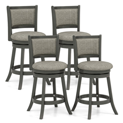 Dreamade Swivel Counter Height Bar Stools Set of2/ 4, Upholstered Vintage Barstools w/Back
