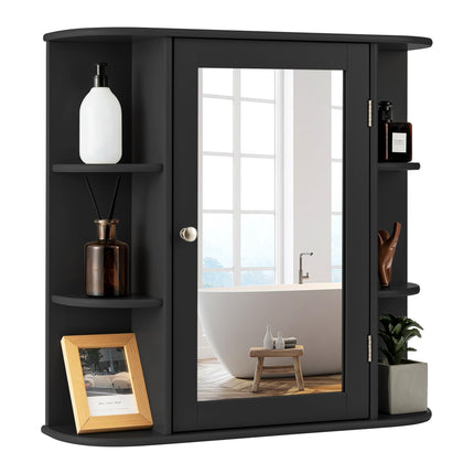 Dreamade Medicine Cabinet, Mirror Bathroom Cabinet with Single Door, 3 Adjustable Shelves, Storage Cabinet for Hallway, Living Room