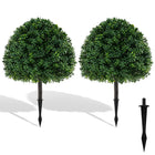 Dreamade 28 Inches Artificial Boxwood Topiary Ball Tree Set Sun-Protective Fake Shrub Plants