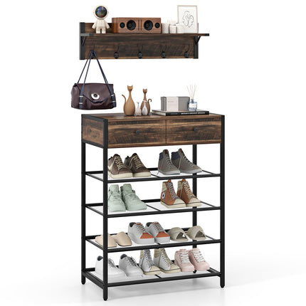 Dreamade Coat Rack Shoe Stand Set