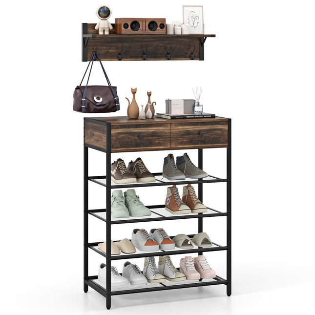 Dreamade Coat Rack Shoe Stand Set