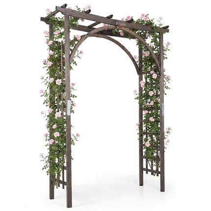 Dreamade 85" Wood Garden Arch Trellis with Flat Top for Climbing Plants