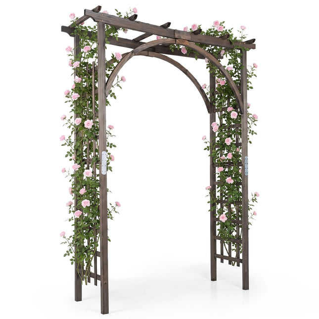Dreamade 85" Wood Garden Arch Trellis with Flat Top for Climbing Plants
