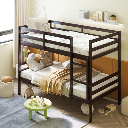 Dreamade Bunk Bed Twin Over Twin White, Solid Wood Bunk Bed