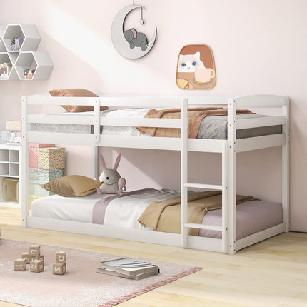 Dreamade Solid Wood Twin Over Twin Bunk Bed Frame