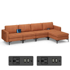 4 Seat Chaise Lounge 2 USB Sockets / Orange