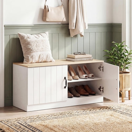 Dreamade 2-Door Shoe Storage Bench Wooden Entryway Bench
