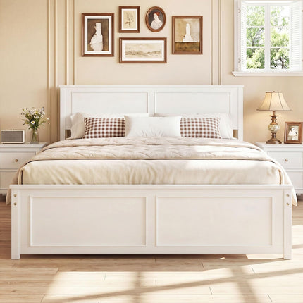 Dreamade Wood Queen/Full/Twin Size Farmhouse Solid Platform Bed