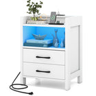 Dreamade LED Nightstand with Charging Station Set of 1/2 Bedside Table