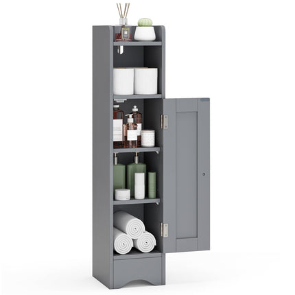 Dreamade Small Bathroom Storage Cabinet Corner Floor Cabinet with Door & Adjustable Shelves