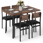 Dreamade 5-Piece Dining Table Set for 4 People Industrial Kitchen Table and 4 PU Leather Chairs
