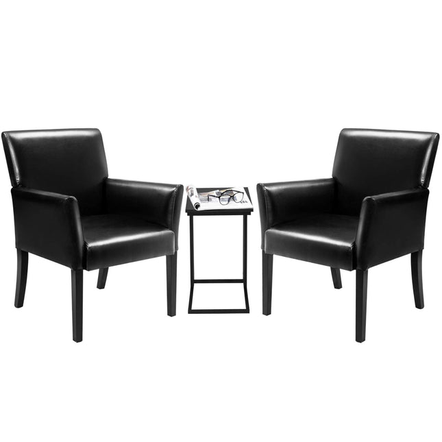 Dreamade Reception Guest Chairs and C-Shaped End Table 3Pcs Set