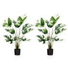 Dreamade 4ft Artificial Monstera Deliciosa Plant, 2 Pack Tall Fake Tropical Palm Tree in Pot with 10 Decorative Split Leaves