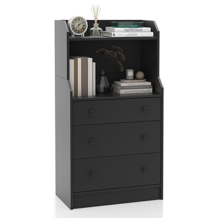 Dreamade 3 Drawers Dresser for Bedroom - Modern Storage Dresser Chest of Drawers with 2 Shelves, 3 Pull-Out Drawers