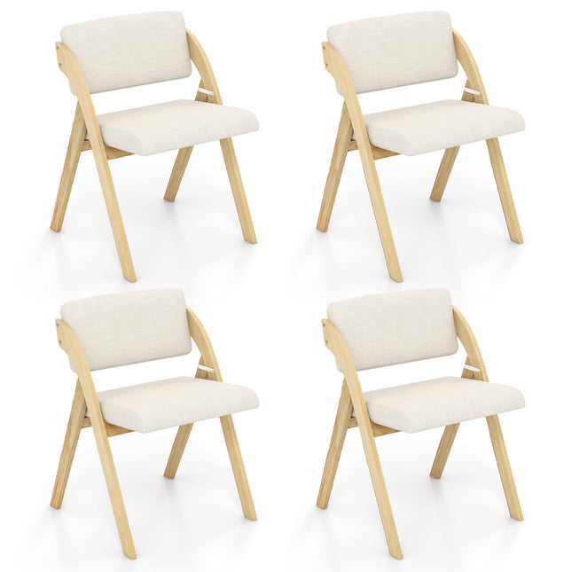 Dreamade Set of 2 Folding Kitchen Dining Chairs with Rubber Wood Legs