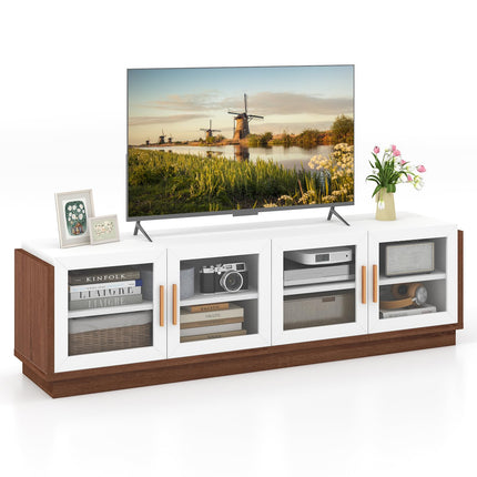 Dreamade Large TV Stand for TVs up to 75”, Entertainment Center with 4 Tempered Glass Doors