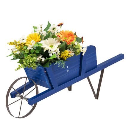 Dreamade Wooden Wagon Planter, Small Wheelbarrow Wagon Flower, Indoor & Outdoor Raised Bed