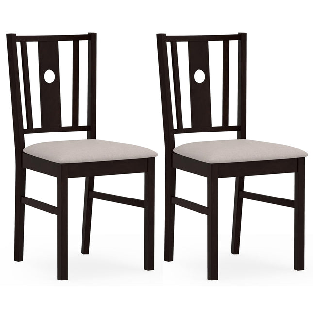 Dreamade Wood Dining Chairs w/Fabric Padded Seat & Slatted Curved Back (2/4)
