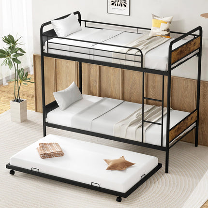 Dreamade Metal Twin Over Twin Bunk Bed with Trundle