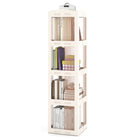 Dreamade 4-Tier Spinning Bookcase w/Swivel Base | Translucent Storage Organizer for Living Room