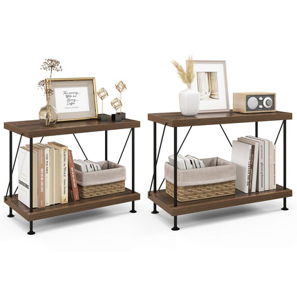 Dreamade 3-Tier Open-Back Bookshelf, Freestanding Display Rack, Metal Frame Storage Shelf