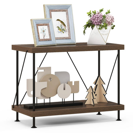 Dreamade 3-Tier Open-Back Bookshelf, Freestanding Display Rack, Metal Frame Storage Shelf