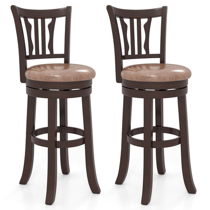 Dreamade 30" Upholstered Bar Height Swivel Bar Stools Set of 2/4 with Back and Solid Rubber Frame