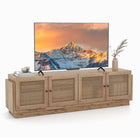 Dreamade 4-Door PE Ratta TV Stand for TVs up to 75