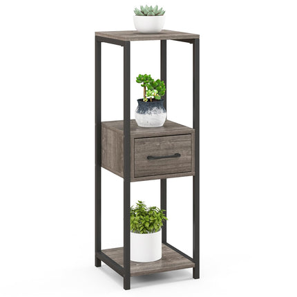 Dreamade 3 Tier Tall Plant Stand Indoor, 36 Inch Corner Plant Holder with Drawer & Metal Frame