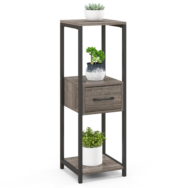 Dreamade 3 Tier Tall Plant Stand Indoor, 36 Inch Corner Plant Holder with Drawer & Metal Frame