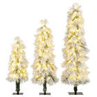Dreamade 3' 4' 5' Pre-Lit Snow Flocked Christmas Tree Set of 3 | Holiday Seasonal Decor