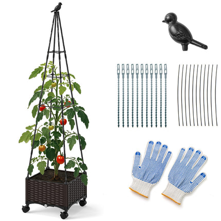 Dreamade Raised Garden Bed with Wheels & Tomato Cage