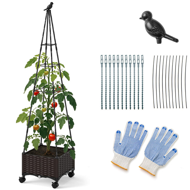 Dreamade Raised Garden Bed with Wheels & Tomato Cage