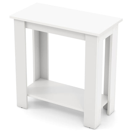 Dreamade 2-Tier End Table White, Modern Side Table with Storage Shelf (1/2)