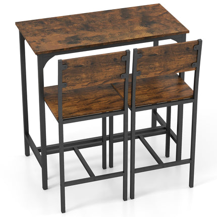 Dreamade Bar Table and Chair Set with 2 Counter Height Bar Stools